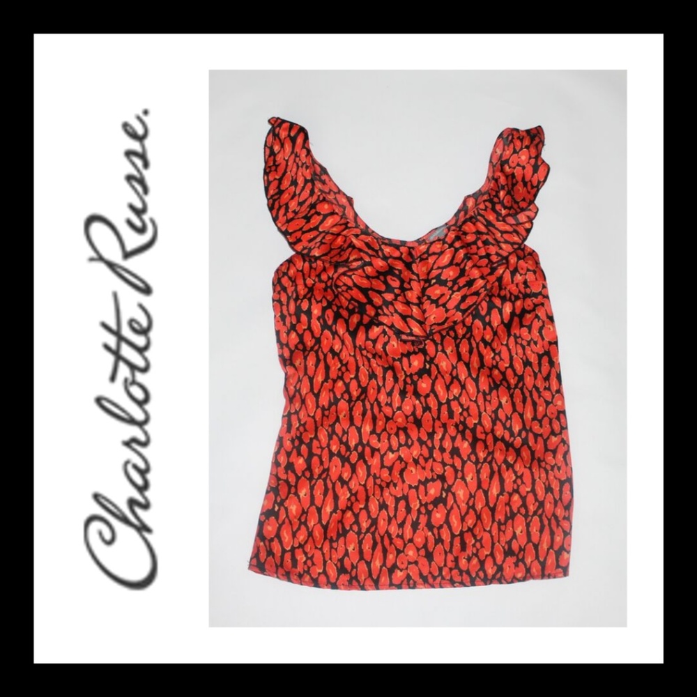 Red and Black Leopard Printed Blouse